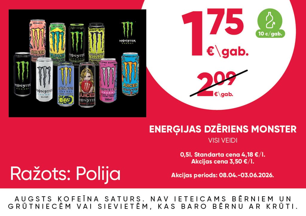 Enerģijas dzēriens Monster visi veidi