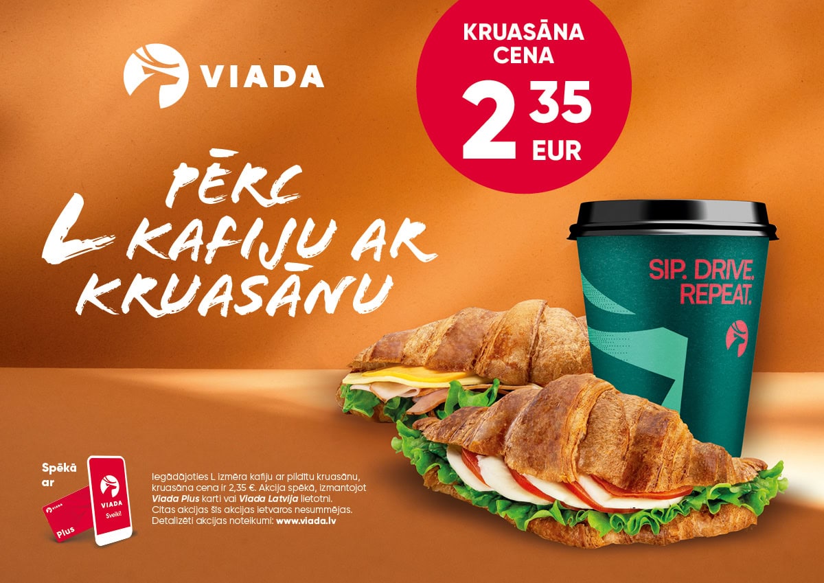 Pērc L kafiju ar kruasānu