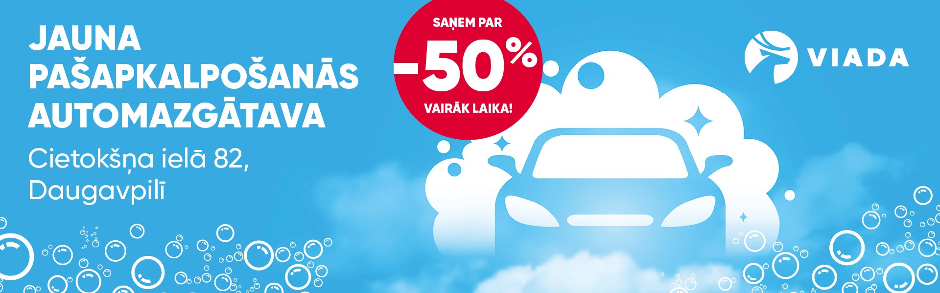 Jauna pašapkalpošanās automazgātava Daugavpilī